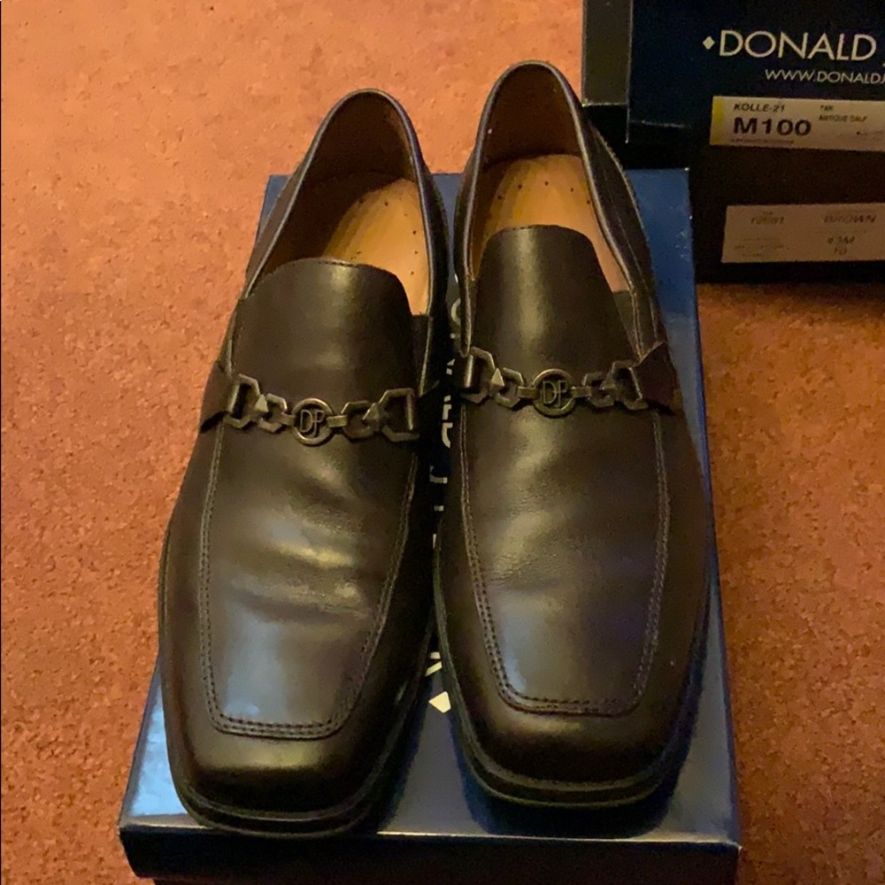 Donald J Pliner Brown Leather Slip Ons in Box